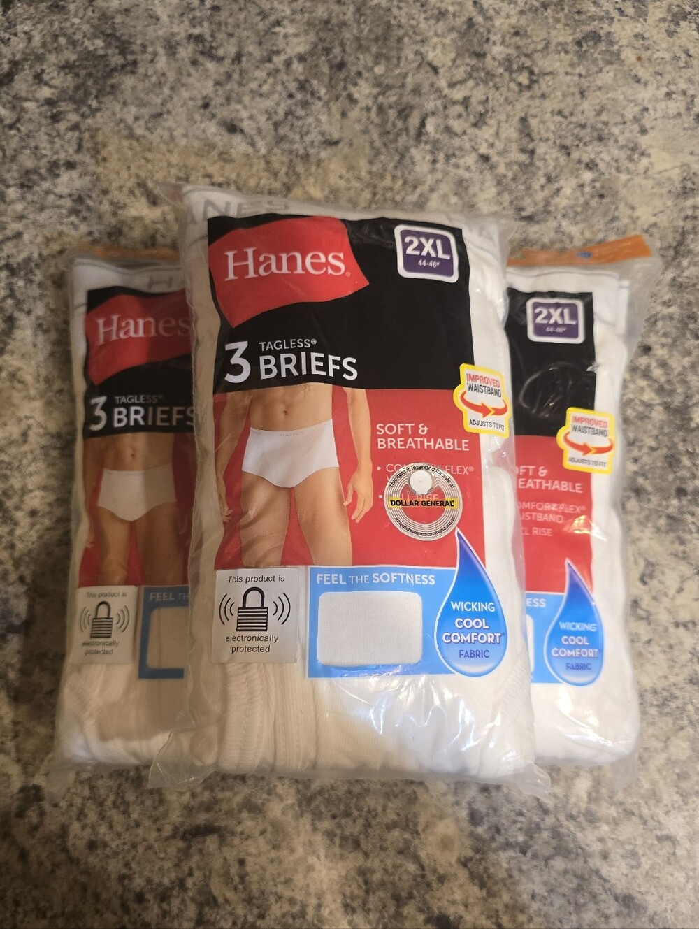 New Hanes Mens Comfort Soft Briefs 3 Pack 9 Total White Tagless Flex 2XL 44 - 46